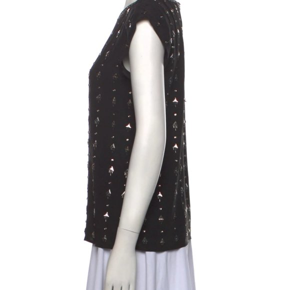 JOIE Swarovski Embellished Silk Scoop Neck Top - XS - Never Worn - Picture 2 of 3